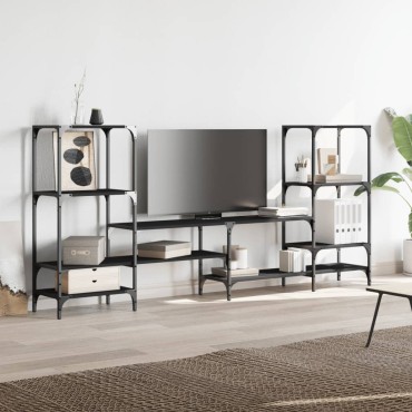 vidaXL Έπιπλο Τηλεόρασης Μαύρο 206,5x28,5x95cm Επεξεργασμένο Ξύλο
