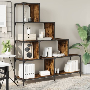 vidaXL Βιβλιοθήκη Σκάλα 4 Ράφια Καπν. Δρυς 139x33,5x149cm Επεξ. Ξύλο 1 τεμ.