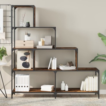 vidaXL Βιβλιοθήκη Σκάλα 4 Ράφια Καπν. Δρυς 139x33,5x149cm Επεξ. Ξύλο 1 τεμ.
