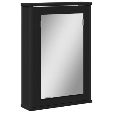 vidaXL Καθρέφτης Μπάνιου με Ντουλάπι Μαύρος 42x12x60cm Επεξ. Ξύλο 1 τεμ.