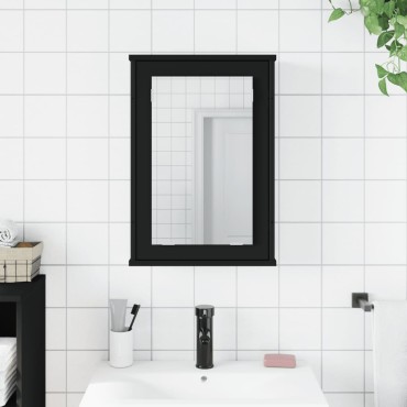 vidaXL Καθρέφτης Μπάνιου με Ντουλάπι Μαύρος 42x12x60cm Επεξ. Ξύλο 1 τεμ.