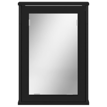 vidaXL Καθρέφτης Μπάνιου με Ντουλάπι Μαύρος 42x12x60cm Επεξ. Ξύλο 1 τεμ.