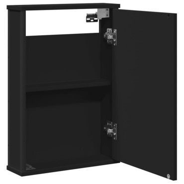 vidaXL Καθρέφτης Μπάνιου με Ντουλάπι Μαύρος 42x12x60cm Επεξ. Ξύλο 1 τεμ.