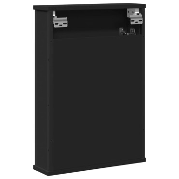 vidaXL Καθρέφτης Μπάνιου με Ντουλάπι Μαύρος 42x12x60cm Επεξ. Ξύλο 1 τεμ.