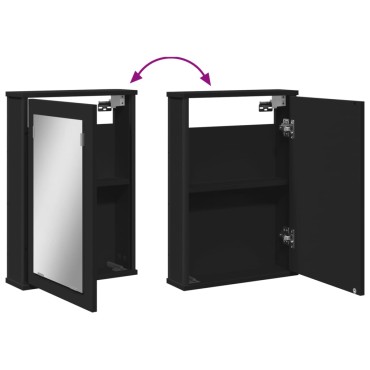 vidaXL Καθρέφτης Μπάνιου με Ντουλάπι Μαύρος 42x12x60cm Επεξ. Ξύλο 1 τεμ.