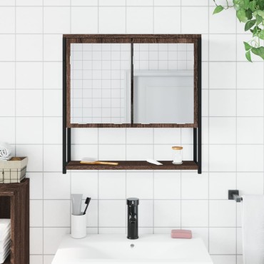 vidaXL Καφθέφτης Μπάνιου Ντουλάπι Καφέ Δρυς 60x16x60cm Επεξεργ. Ξύλο 1 τεμ.