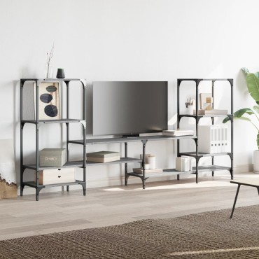 vidaXL Έπιπλο Τηλεόρασης Γκρι Sonoma 206,5x28,5x95cm από Επεξ. Ξύλο