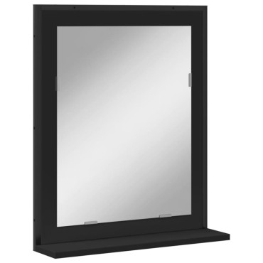 vidaXL Καθρέφτης Μπάνιου με Ράφι Μαύρος 50x12x60cm από Επεξ. Ξύλο 1 τεμ.