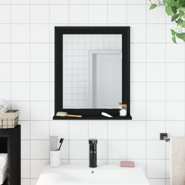 vidaXL Καθρέφτης Μπάνιου με Ράφι Μαύρος 50x12x60cm από Επεξ. Ξύλο 1 τεμ.