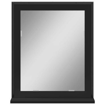 vidaXL Καθρέφτης Μπάνιου με Ράφι Μαύρος 50x12x60cm από Επεξ. Ξύλο 1 τεμ.