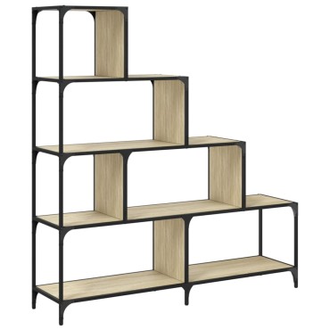 vidaXL Βιβλιοθήκη Σκάλα 4 Ράφια Sonoma Δρυς 139x33,5x149cm Επεξ. Ξύλο 1 τεμ.