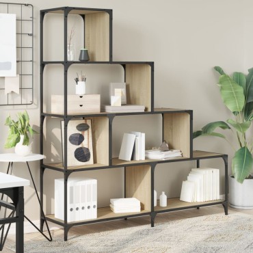 vidaXL Βιβλιοθήκη Σκάλα 4 Ράφια Sonoma Δρυς 139x33,5x149cm Επεξ. Ξύλο 1 τεμ.