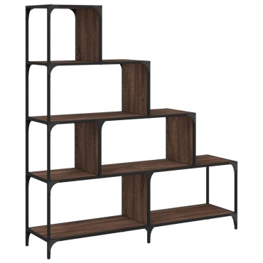 vidaXL Βιβλιοθήκη Σκάλα 4 Ράφια Καφέ 139x33,5x149cm Επεξ. Ξύλο 1 τεμ.
