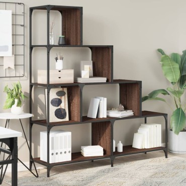 vidaXL Βιβλιοθήκη Σκάλα 4 Ράφια Καφέ 139x33,5x149cm Επεξ. Ξύλο 1 τεμ.