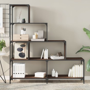 vidaXL Βιβλιοθήκη Σκάλα 4 Ράφια Καφέ 139x33,5x149cm Επεξ. Ξύλο 1 τεμ.