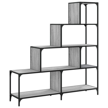 vidaXL Βιβλιοθήκη Σκάλα 4 Ράφια Γκρι Sonoma 139x33,5x149cm Επεξ. Ξύλο 1 τεμ.
