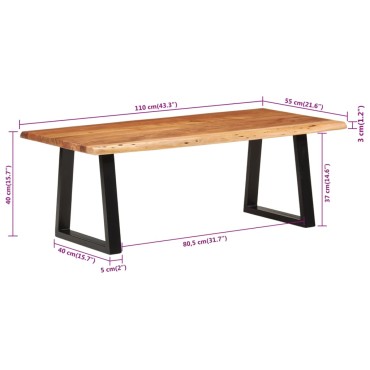 vidaXL Τραπεζάκι Σαλονιού 110x55x40cm από Μασίφ Ξύλο Ακακίας 1 τεμ.