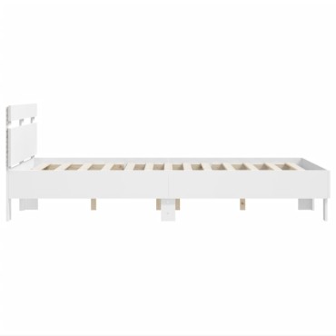 vidaXL Πλαίσιο Κρεβατιού με Κεφαλάρι / LED Λευκό 135 x 190 εκ.