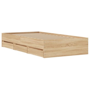 vidaXL Πλαίσιο Κρεβατιού με συρτάρια Sonoma Δρυς 90x200εκ. Επεξ. Ξύλο