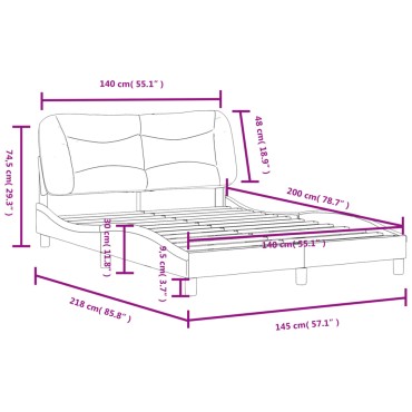 vidaXL Πλαίσιο Κρεβατιού με Κεφαλάρι Μαύρο 140x200 εκ. Συνθετικό Δέρμα