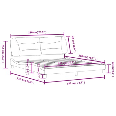 vidaXL Πλαίσιο Κρεβατιού με Κεφαλάρι Μαύρο 180x200 εκ. Συνθετικό Δέρμα