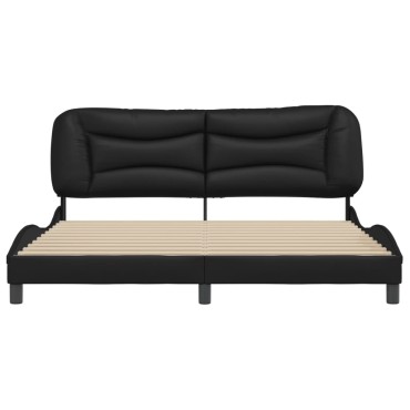 vidaXL Πλαίσιο Κρεβατιού με Κεφαλάρι Μαύρο 180x200 εκ. Συνθετικό Δέρμα