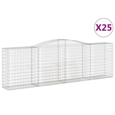 vidaXL Συρματοκιβώτια Τοξωτά 25 τεμ. 400x50x120/140 εκ. Γαλβαν. Ατσάλι