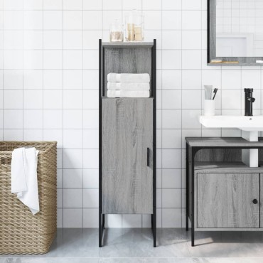 vidaXL Ντουλάπι Μπάνιου Γκρι Sonoma 33x33x120,5cm Επεξεργασμένο Ξύλο 1 τεμ.