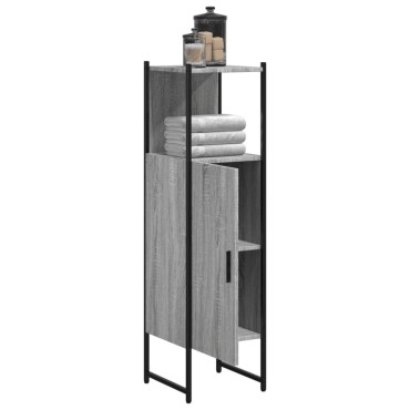 vidaXL Ντουλάπι Μπάνιου Γκρι Sonoma 33x33x120,5cm Επεξεργασμένο Ξύλο 1 τεμ.