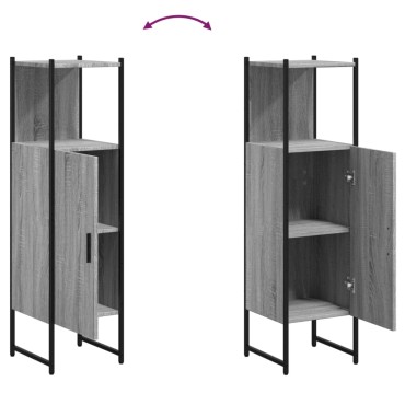 vidaXL Ντουλάπι Μπάνιου Γκρι Sonoma 33x33x120,5cm Επεξεργασμένο Ξύλο 1 τεμ.