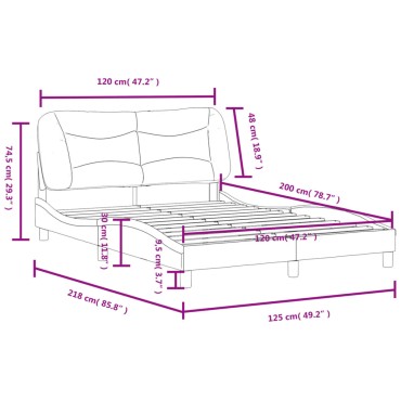 vidaXL Πλαίσιο Κρεβατιού με Κεφαλάρι Γκρι 120x200 εκ. Συνθετικό Δέρμα
