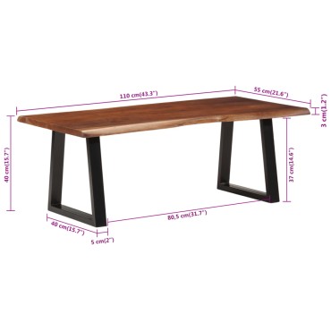 vidaXL Τραπεζάκι Σαλονιού Καφέ Μελί 110x55x40cm Μασίφ Ξύλο Ακακίας 1 τεμ.