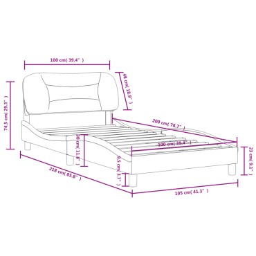 vidaXL Πλαίσιο Κρεβατιού με Κεφαλάρι Λευκό 100x200 εκ.Συνθετικό Δέρμα