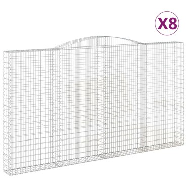 vidaXL Συρματοκιβώτια Τοξωτά 8 τεμ. 400x30x220/240 εκ. Γαλβαν. Ατσάλι
