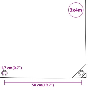 vidaXL Μουσαμάς Ανθρακί 650 γρ./μ.² 3x4 μ.