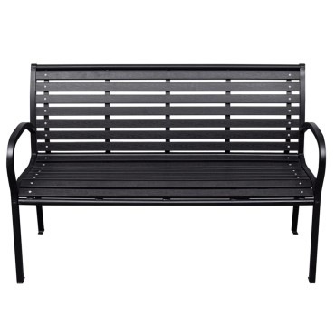 vidaXL Παγκάκι Κήπου Μαύρο από Ατσάλι και WPC 116x59x81cm 1 τεμ.