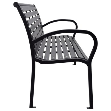 vidaXL Παγκάκι Κήπου Μαύρο από Ατσάλι και WPC 116x59x81cm 1 τεμ.