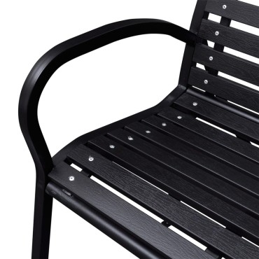 vidaXL Παγκάκι Κήπου Μαύρο από Ατσάλι και WPC 116x59x81cm 1 τεμ.