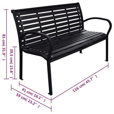 vidaXL Παγκάκι Κήπου Μαύρο από Ατσάλι και WPC 116x59x81cm 1 τεμ.