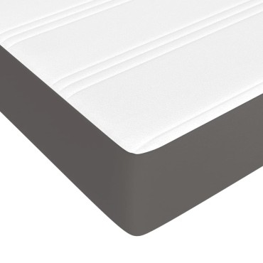 vidaXL Στρώμα με Pocket Springs Μεσαίας Σκληρότητας Γκρι 120x190x20cm Συνθετικό Δέρμα 1 τεμ. - Μονό