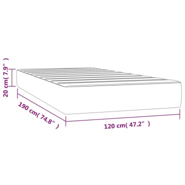 vidaXL Στρώμα με Pocket Springs Μεσαίας Σκληρότητας Γκρι 120x190x20cm Συνθετικό Δέρμα 1 τεμ. - Μονό