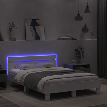 vidaXL Πλαίσιο Κρεβατιού με Κεφαλάρι/LED Λευκό 120x190cm 1 τεμ. - Μονό