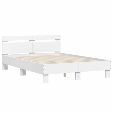 vidaXL Πλαίσιο Κρεβατιού με Κεφαλάρι/LED Λευκό 120x190cm 1 τεμ. - Μονό