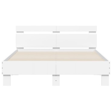 vidaXL Πλαίσιο Κρεβατιού με Κεφαλάρι/LED Λευκό 120x190cm 1 τεμ. - Μονό