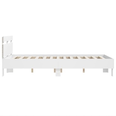 vidaXL Πλαίσιο Κρεβατιού με Κεφαλάρι/LED Λευκό 120x190cm 1 τεμ. - Μονό