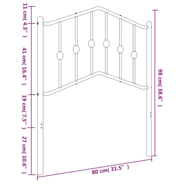 vidaXL Κεφαλάρι Μαύρο Μεταλλικό 80x4x98cm 1 τεμ.