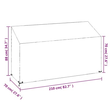 vidaXL Κάλυμμα Παγκακιού με 12 Κρίκους 210x70x70/88cm Πολυαιθυλένιο 1 τεμ.