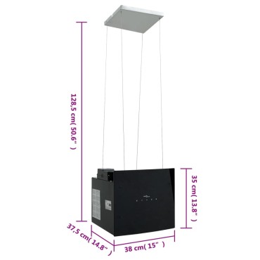 vidaXL Απορροφητήρας Νησίδα με Αισθητήρα Αφής LCD από Ψημένο Γυαλί 38x37,5x(35-128,5)cm