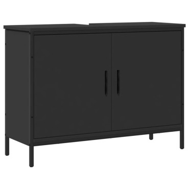 vidaXL Ντουλάπι Νιπτήρα Μπάνιου Μαύρο 80x30x60cm Επεξεργασμένο Ξύλο 1 τεμ.