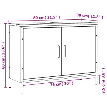 vidaXL Ντουλάπι Νιπτήρα Μπάνιου Μαύρο 80x30x60cm Επεξεργασμένο Ξύλο 1 τεμ.